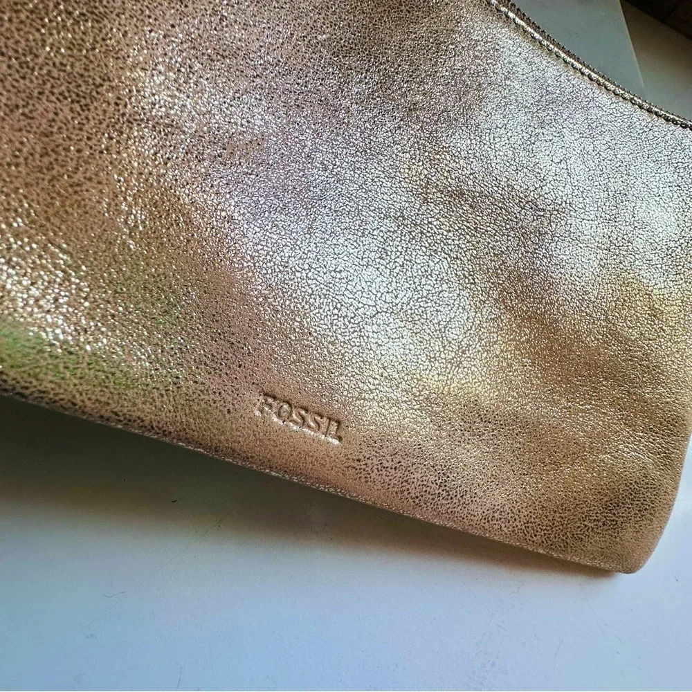 Fossil Metallic Gold Leather Wristlet/Clutch